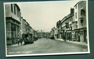 Leominster Broad St,  With Shops,  Pub & Delivery Van,  Vintage Postcard