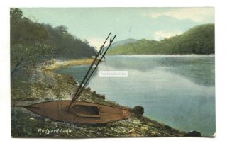 Rudyard Lake & Small Boat - Old Staffordshire Postcard