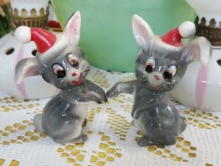 Vintage Kreiss Christmas Rabbit Salt And Pepper Shakers