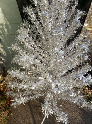 Vintage Retro Silver Aluminum Pom Pom Christmas Tree 6ft 92 Branches No Box