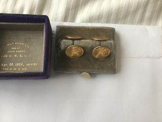 Vintage Cuff Links Solid Gold Front H.  W.  K.  Co.