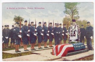 Vintage Milwaukee Postcard - A Burial At Soldier 