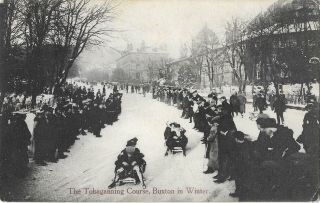 Derbyshire Toboganning Course Buxton In Winter 1907 Vintage Postcard 19.  1