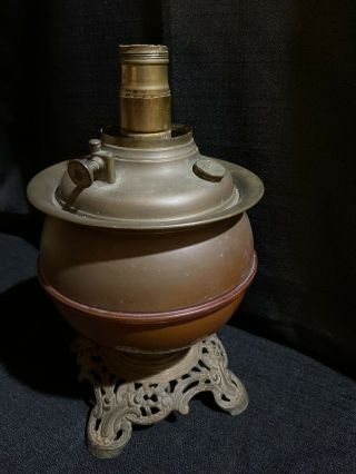 Antique Converted B&H - Bradley Hubbard Oil Lamp Brass & Cast Iron Needs Rewired 2