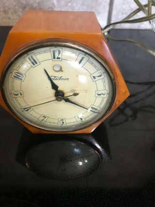 Vintage Yellow Butterscotch Catalin Alarm Clock Swirl Art Deco