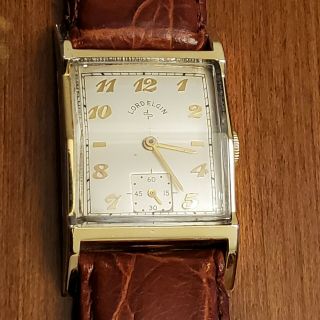 Vintage Art Deco Circa 1940 - 50s Lord Elgin Men ' s 14K Gold Filled Watch - 5