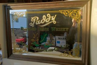 Old Vintage Paddy Blended Irish Whisky Bar Mirror Sign 29 " X40 " Cork Distilleries