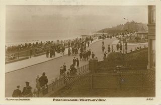 Northumberland Whitley Bay Promenade Real Photo 1913 Vintage Postcard 17.  1