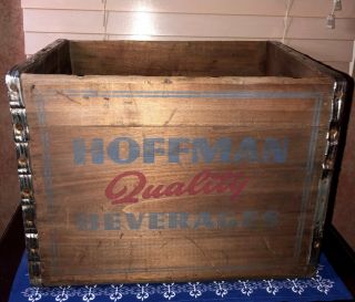 1957 HOFFMAN QUALITY BEVERAGES Wooden Crate Box Newark NJ Soda Collectible 2