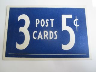 Old Vintage - Postcard - Store Price Sign - 3 For 5 Cents