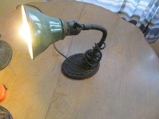 Vintage Cast Iron Base Flexible Goose Neck Table Lamp.