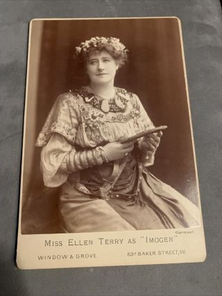1890s Cabinet Card Photo Miss Ellen Terry As Imogen Actress Uk Rare Theatre 2