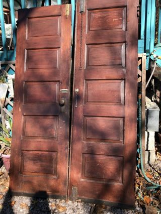Antique Vintage Wood Wooden Double Entry Exterior Doors.  78”x48”x1/2
