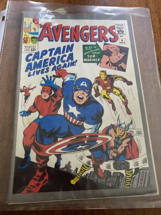 Avengers 4 (marvel Mar.  1964) Captain America Reprint 1993