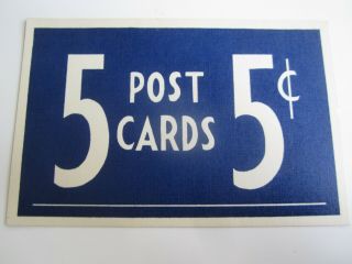 Old Vintage - Postcard - Store Price Sign - 5 For 5 Cents