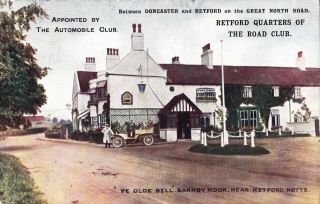 1906 Postcard: The Automobile Club,  Ye Old Bell,  Barnby Road Retford,  Nottingham