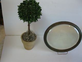 Gorgeous Old Antique Vintage Display Plateau Mirror Beveled Oval