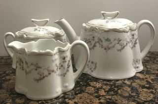 Antique Mignon Z.  S.  & Co.  Bavaria Teapot Sugar Cream Bowl Set 1880 - 1918