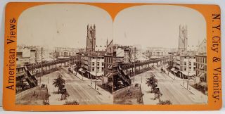American Views Elevated R.  R.  Station Nyc Stereoview By E & Ht Anthony & Co