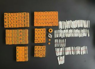 Vintage Chinese Bakelite Mahjong Set Mah Jong 148 Tiles Counting Sticks Dice