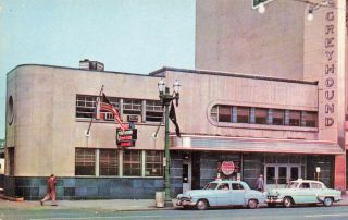 Buffalo Ny Grayhound Bus Terminal & Post House Old Cars Postcard