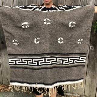 Gabán Charro Mexican Zarape Poncho Jorongo Vintage Wool Cape Blanket