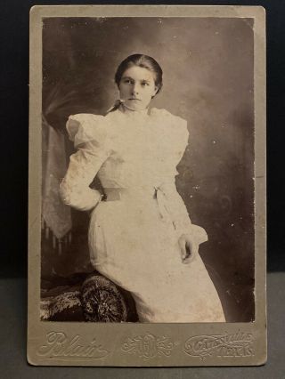 Htf Antique Cabinet Card Photo Lovely Young Woman Gatesville Texas 1880s Tx