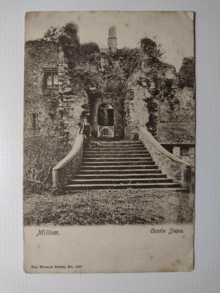 Rare Vintage Postcard In Plastic Sleeve - Millom Castle Steps - C1900