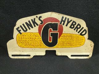 Vintage Funks G Hybrid Corn Feed Agriculture License Plate Topper