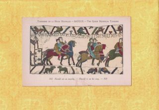 X Bayeux Queen Mathilda Tapestry 102 1908 - 29 Vintage Postcard Harold On His