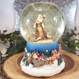 Partylite Father Christmas Tealight Snow Globe Plays “we Wish You A Merry Christ