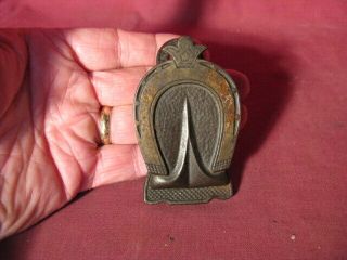 Antique Ornate Cast Iron Horse Shoe Paper Clip Receipt Holder Wall Hanging