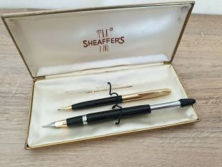 Vintage Sheaffer Crest Deluxe Snorkel Fountain Pen & Pencil Set - 14k Gold Nib