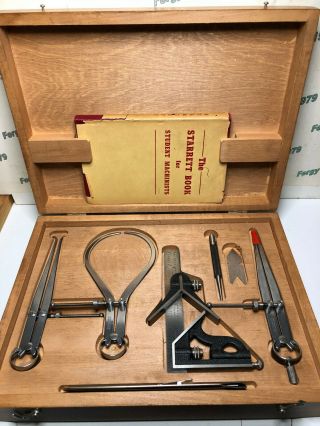 Vintage Starrett Students Tool Set For Machinist Apprentices Wood Case & Book