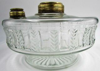 Antique Oil Or Kerosene Hanging Lamp Font Clear Glass Peacock Feather Eapg 2
