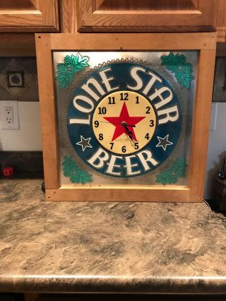 Vintage Lone Star Beer Lighted Punched Tin Clock In