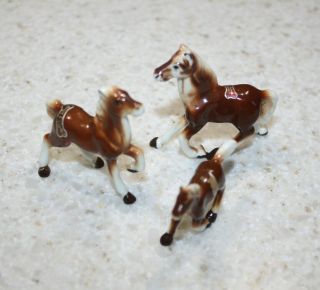 Vintage Miniature Brown Horse Set 3 Bone China Japan