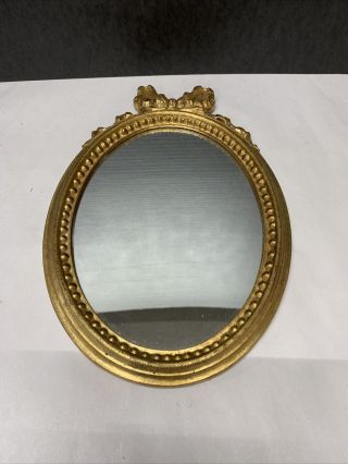Vintage Florentia Italy Small Mirror Gold Leaf Florentine Ornate 13” X 8.  5” Wood