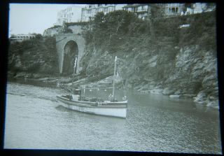 Vintage Magic Lantern Slide - Fishing Boat Y7 Ilfracombe Devon