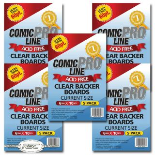 25 - Comic Pro Line Current 60pt Clear Pet Backer Boards 6 - 3/4 " X 10 - 1/2 "