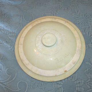 Antique Stoneware White Glazed 3 Gallon Crock Lid,  11 Inches