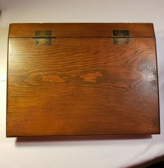 Vintage Wooden Slant Stationary Letter Writing Lap Desk Hinged Top