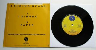 Talking Heads - I Zimbra UK 1979 Sire Records 7 