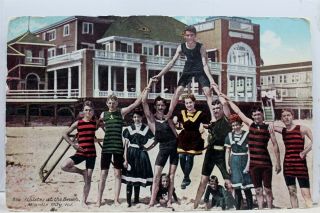 Jersey Nj Atlantic City Beach Athletes Postcard Old Vintage Card View Postal