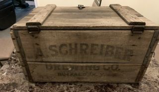 Vintage A.  Schreiber Brewing Co.  Buffalo,  Ny Wooden Crate.  22 X 13 X 11.