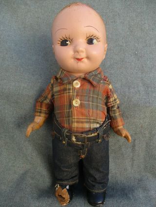 Vintage 1930s - 1940s Composition Buddy Lee Advertising Doll W Cowboy Outfit
