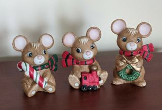 Set Of 3 Home Interior Christmas Mice - Figurines