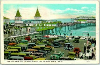Old Orchard Beach,  Maine Postcard " The Pier From Old Orchard Street " 1934 Cancel