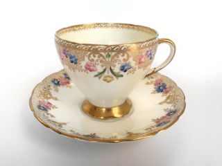 Foley Fine Bone China 1850 Eb Tea Cup And Saucer Numbered V2081 Hand Painted