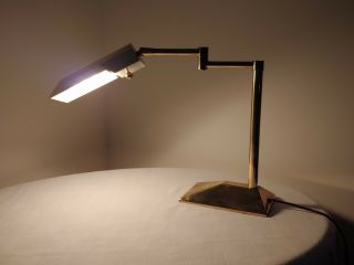 Vtg Mid Century Mcm Stiffel Heavy Brass Swivel Table Desk Lamp W/ Dimmer Switch